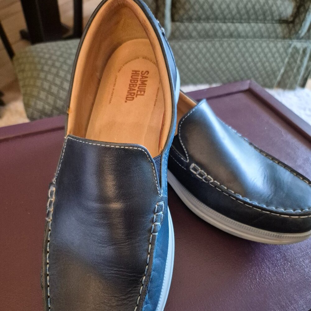 Men's Samual Hubbard Navy Leather Loafers Shoes Size 10M